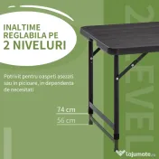 Outsunny Masă Pliabilă pentru Grădină, Înălțime Reglabilă, Capacitate 4 Persoane, Masă Dreptunghiulară Portabilă pentru Camping și Terasă, 120x60cm 