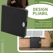 Outsunny Masă Pliabilă pentru Grădină, Înălțime Reglabilă, Capacitate 4 Persoane, Masă Dreptunghiulară Portabilă pentru Camping și Terasă, 120x60cm 