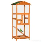 PawHut Cotet pentru Păsări Exterior din Lemn cu 2 Uși și Tava Extensibilă 68×63×165 cm