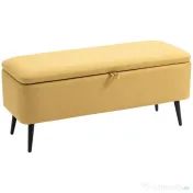 HOMCOM Bancă pentru Capătul Patului cu Spațiu de Depozitare și Tapițerie din Poliester Galben, 101x38.5x44.5 cm