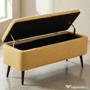HOMCOM Bancă pentru Capătul Patului cu Spațiu de Depozitare și Tapițerie din Poliester Galben, 101x38.5x44.5 cm