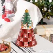 Calendar Advent de Craciun din lemn, cu lumini LED, pentru copii si adulti, rosu si verde HOMCOM | Aosom Romania 