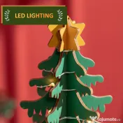HOMCOM Calendar Advent de Craciun din lemn, cu lumini LED, pentru copii si adulti, rosu si verde