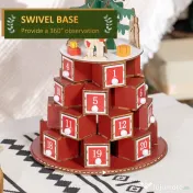 HOMCOM Calendar Advent de Craciun din lemn, cu lumini LED, pentru copii si adulti, rosu si verde
