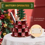 HOMCOM Calendar Advent de Craciun din lemn, cu lumini LED, pentru copii si adulti, rosu si verde