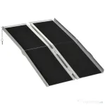 HOMCOM Rampă pliabilă pentru scaun cu rotile, din aluminiu, cu acoperire antiderapantă și margini, 122x73.5 cm, Negru | Aosom Romania