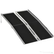 HOMCOM Rampă pliabilă pentru scaun cu rotile, din aluminiu, cu acoperire antiderapantă și margini, 122x73.5 cm, Negru | Aosom Romania 