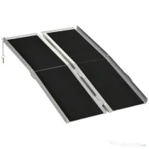HOMCOM Rampă pliabilă pentru scaun cu rotile, din aluminiu, cu acoperire antiderapantă și margini, 122x73.5 cm, Negru | Aosom Romania