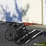 HOMCOM Rampă pliabilă pentru scaun cu rotile, din aluminiu, cu acoperire antiderapantă și margini, 122x73.5 cm, Negru | Aosom Romania 