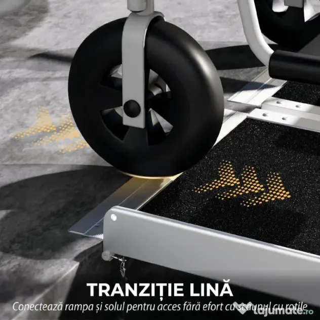 HOMCOM Rampă pliabilă pentru scaun cu rotile, din aluminiu, cu acoperire antiderapantă și margini, 122x73.5 cm, Negru | Aosom Romania