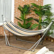 Outsunny Supporto con Amaca Autoportante Pieghevole in Cotone e Acciaio