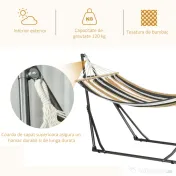 Outsunny Supporto con Amaca Autoportante Pieghevole in Cotone e Acciaio