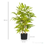 HOMCOM Plantă Artificială de Bambus, Înălțime 60 cm, din Poliester și PP, Verde, cu Vas de Ciment Ø15x12.5 cm | Aosom Romania