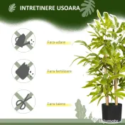HOMCOM Plantă Artificială de Bambus, Înălțime 60 cm, din Poliester și PP, Verde, cu Vas de Ciment Ø15x12.5 cm | Aosom Romania