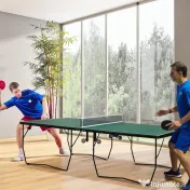 SPORTNOW Masă de Tenis Pliabilă 9FT, cu 8 Roți, pentru Utilizare în Interior, Verde 