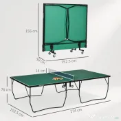 SPORTNOW Masă de Tenis Pliabilă 9FT, cu 8 Roți, pentru Utilizare în Interior, Verde 