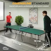 SPORTNOW Masă de Tenis Pliabilă 9FT, cu 8 Roți, pentru Utilizare în Interior, Verde 