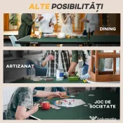 SPORTNOW Masă de Tenis Pliabilă 9FT, cu 8 Roți, pentru Utilizare în Interior, Verde 