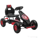 HOMCOM Go Kart cu Pedale pentru Copii, Kart cu Scaun Ajustabil și Roți Gonflabile, Vehicul de Curse pentru Copii 5-12 Ani
