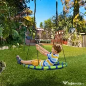 Outsunny Leagăn de Grădină pentru Copii 3-8 Ani, Ø100cm, Frânghii Reglabile, Albastru, Siguranță Maximă | Aosom Romania 