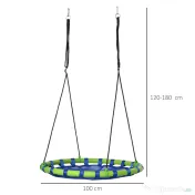 Outsunny Leagăn de Grădină pentru Copii 3-8 Ani, Ø100cm, Frânghii Reglabile, Albastru, Siguranță Maximă | Aosom Romania 