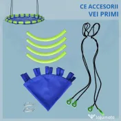 Outsunny Leagăn de Grădină pentru Copii 3-8 Ani, Ø100cm, Frânghii Reglabile, Albastru, Siguranță Maximă | Aosom Romania 