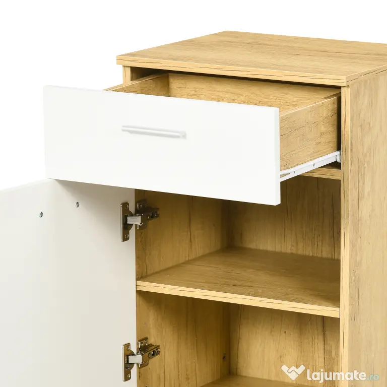 Set pentru Intrare 3 in 1 cu Cuier de Perete HOMCOM, Oglinda si Suport pentru Pantofi cu Banca din Lemn, Culoare Lemn natur si Alb | Aosom Romania