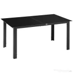 Outsunny Masă de Grădină cu Blat din Sticlă Securizată 150x90 cm pentru 6 Persoane, Masă de Luat Prânzul pentru Exterior, Dreptunghiulară, din Aluminiu, pentru Terasă, Balcon, Neagră