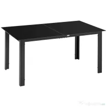 Outsunny Masă de Grădină cu Blat din Sticlă Securizată 150x90 cm pentru 6 Persoane, Masă de Luat Prânzul pentru Exterior, Dreptunghiulară, din Aluminiu, pentru Terasă, Balcon, Neagră