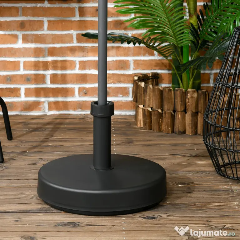 Outsunny Bază Umbrelă de Grădină din Plastic PP, Capacitate Max 18kg, Ø45x33 cm, Negru | Aosom Romania
