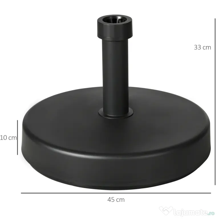 Outsunny Bază Umbrelă de Grădină din Plastic PP, Capacitate Max 18kg, Ø45x33 cm, Negru | Aosom Romania