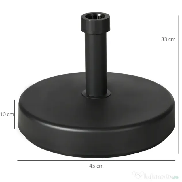 Outsunny Bază Umbrelă de Grădină din Plastic PP, Capacitate Max 18kg, Ø45x33 cm, Negru | Aosom Romania