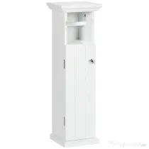 Kleankin Dulap Baie cu Suport Hârtie Igienică MDF 21.5x17.8x66.5cm Alb | Aosom Romania
