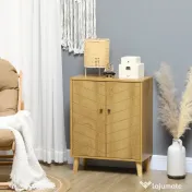 HOMCOM Dulap Vintage cu Uși Chevron Duble și Picioare din Lemn de Pin, Efect de Lemn Natural, Design Retro | Aosom Romania