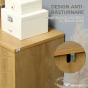 HOMCOM Dulap Vintage cu Uși Chevron Duble și Picioare din Lemn de Pin, Efect de Lemn Natural, Design Retro | Aosom Romania
