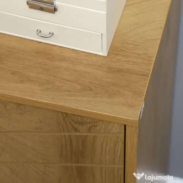 HOMCOM Dulap Vintage cu Uși Chevron Duble și Picioare din Lemn de Pin, Efect de Lemn Natural, Design Retro | Aosom Romania