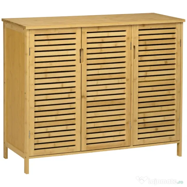 HOMCOM Suport pentru Încălțăminte, Dulap Mobil cu 8 Rafturi, Comodă pentru Încălțăminte, 100x35x80 cm, Lemn Natural | Aosom Romania