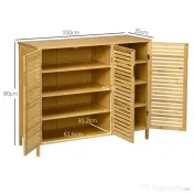 HOMCOM Suport pentru Încălțăminte, Dulap Mobil cu 8 Rafturi, Comodă pentru Încălțăminte, 100x35x80 cm, Lemn Natural | Aosom Romania 