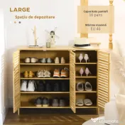 HOMCOM Suport pentru Încălțăminte, Dulap Mobil cu 8 Rafturi, Comodă pentru Încălțăminte, 100x35x80 cm, Lemn Natural | Aosom Romania 
