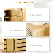 HOMCOM Suport pentru Încălțăminte, Dulap Mobil cu 8 Rafturi, Comodă pentru Încălțăminte, 100x35x80 cm, Lemn Natural | Aosom Romania 