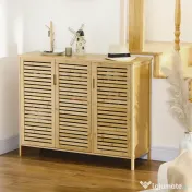 HOMCOM Suport pentru Încălțăminte, Dulap Mobil cu 8 Rafturi, Comodă pentru Încălțăminte, 100x35x80 cm, Lemn Natural | Aosom Romania 