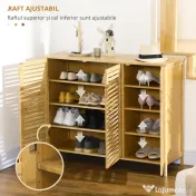 HOMCOM Suport pentru Încălțăminte, Dulap Mobil cu 8 Rafturi, Comodă pentru Încălțăminte, 100x35x80 cm, Lemn Natural | Aosom Romania 