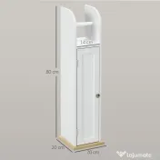 kleankin Dulap Baie Îngust, Dulăpior Salvaspațiu cu Suport Hârtie Igienică, Rafturi Reglabile, pentru Spălătorie, Modern, 20x20x80 cm, Alb | Aosom Romania 