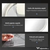 kleankin Oglindă de Baie cu Lumină LED Reglabilă, Întrerupător Tactil, și Funcție de Memorie, Ø60x3 cm, Transparent | Aosom Romania