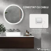 kleankin Oglindă de Baie cu Lumină LED Reglabilă, Întrerupător Tactil, și Funcție de Memorie, Ø60x3 cm, Transparent | Aosom Romania