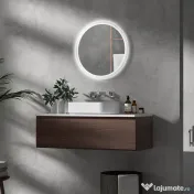 kleankin Oglindă de Baie cu Lumină LED Reglabilă, Întrerupător Tactil, și Funcție de Memorie, Ø60x3 cm, Transparent | Aosom Romania