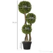 HOMCOM Plante Artificiale Decorative Buxus, Planță Sferică în Ghiveci, Plante Artificiale pentru Decor de Interior și Exterior, 90cm | Aosom Romania 