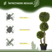 HOMCOM Plante Artificiale Decorative Buxus, Planță Sferică în Ghiveci, Plante Artificiale pentru Decor de Interior și Exterior, 90cm | Aosom Romania 