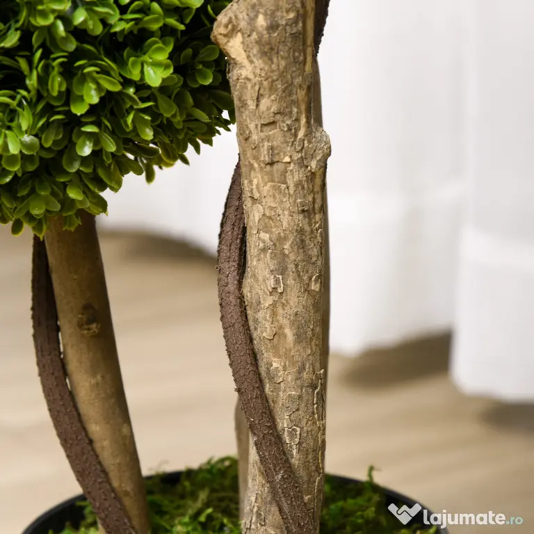 HOMCOM Plante Artificiale Decorative Buxus, Planță Sferică în Ghiveci, Plante Artificiale pentru Decor de Interior și Exterior, 90cm | Aosom Romania