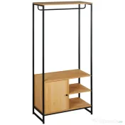 HOMCOM Cuier Industrial cu Suport pentru Haine, Rafturi Deschise și Dulap Închis, Design Modern, Metal și Lemn | Aosom Romania 